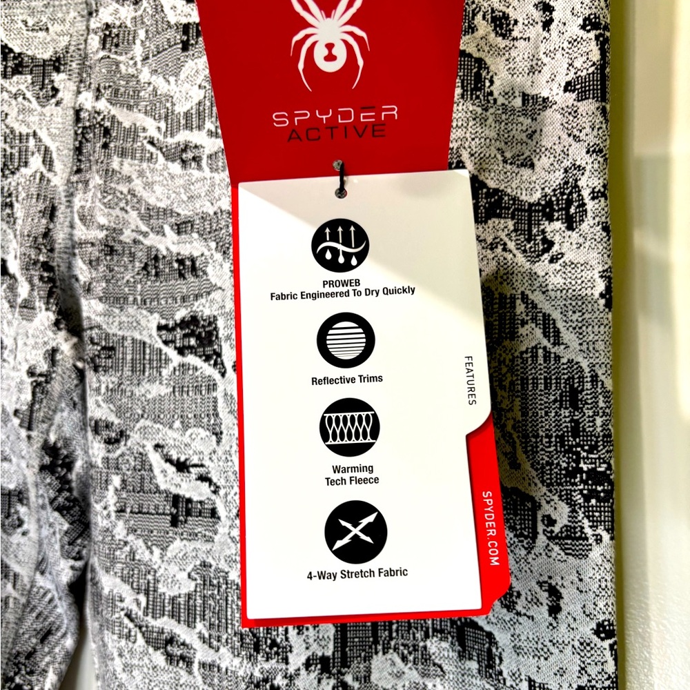 Spyder Active Black White Workout Leggings Size Large NWT - Picture 7 of 8